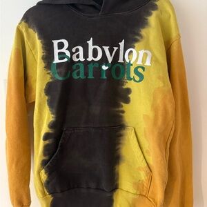Black and Yellow Hoodie with Bold Babylon Design